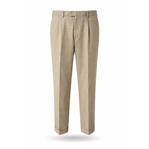 Trust Mens Linen Rayon Pants 36 x 30 Tan Dress Pants Pleated Cuffed Summer Luxe
